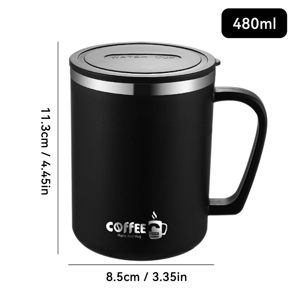 Insulated Travel Coffee Mug with Lid and Handle 304 Stainless Steel Tumbler Portable Leakproof Thermal Cup Tea Water Bottle
