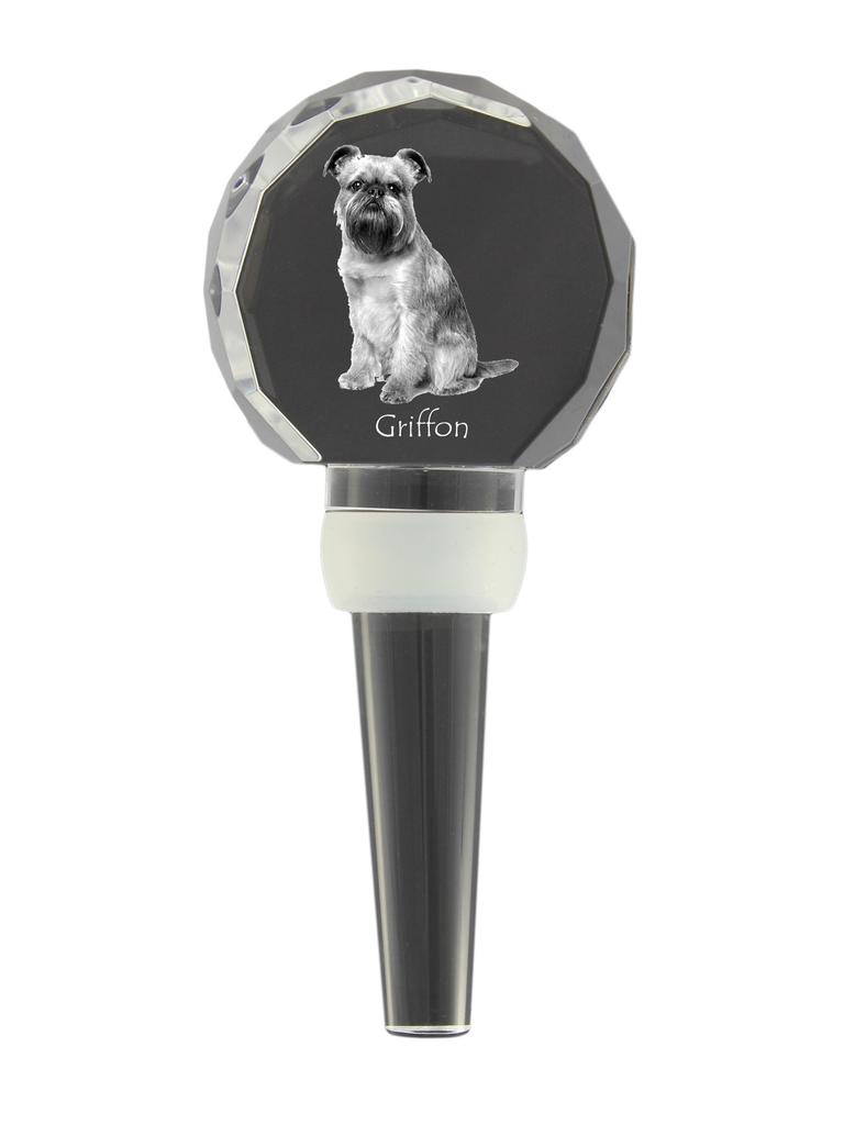 Griffon Bruxellois, Brussels Griffon – Crystal bottle stopper, unique wine stopper with photo | Art-Dog