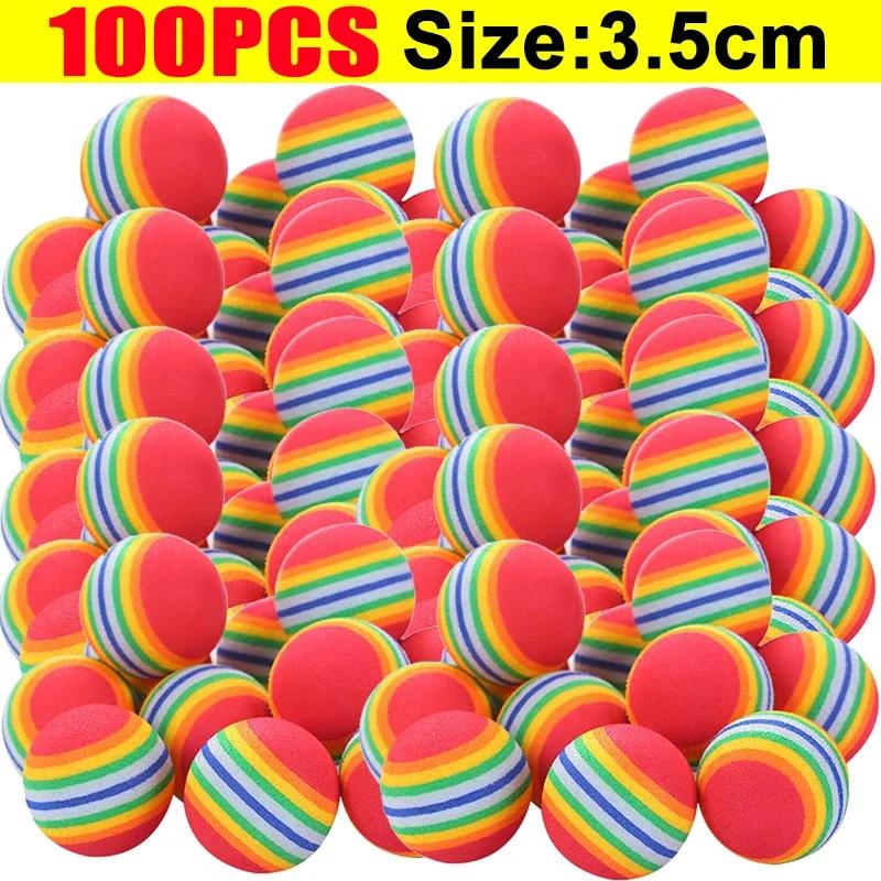 100/10 PIEZAS Pelotas de Juguete para Mascotas Interactivas Arcoíris Bolas de EVA Juguetes de Entrenamiento para Gatos Perros Bolas Suaves de Salto Automático Suministros para Jugar Mascotas