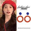 2025 New Retro Hong Kong Style Colorful Earrings: Luxury, High-End Studs, Exaggerated Fashion for Women