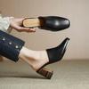 Krazing Pot Mules Cow Skin Basic Clothing Spring Summer Size 43 Size 42 Sandals Women Thick Heels Women Square Toe Slip On Pumps