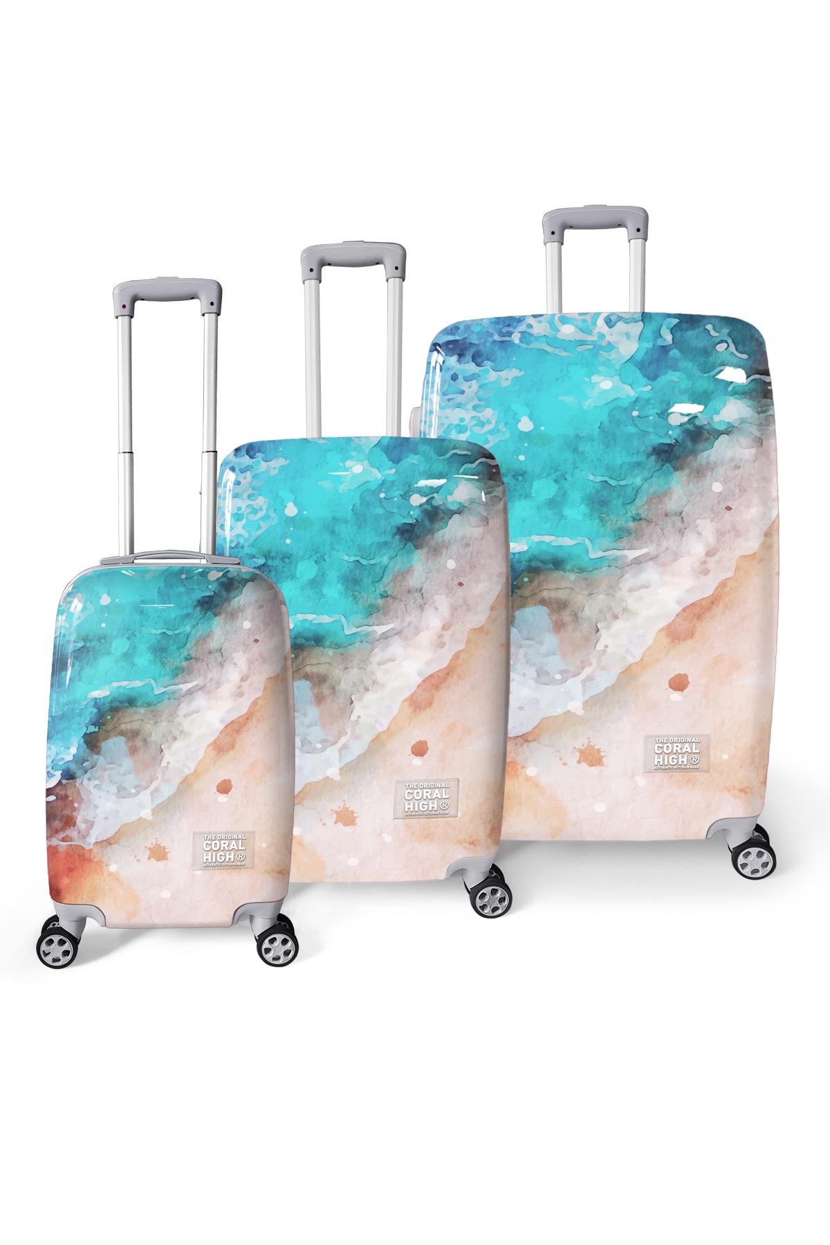 

Набор чемоданов из ПК из 3 предметов кораллового цвета с ярким рисунком 16810