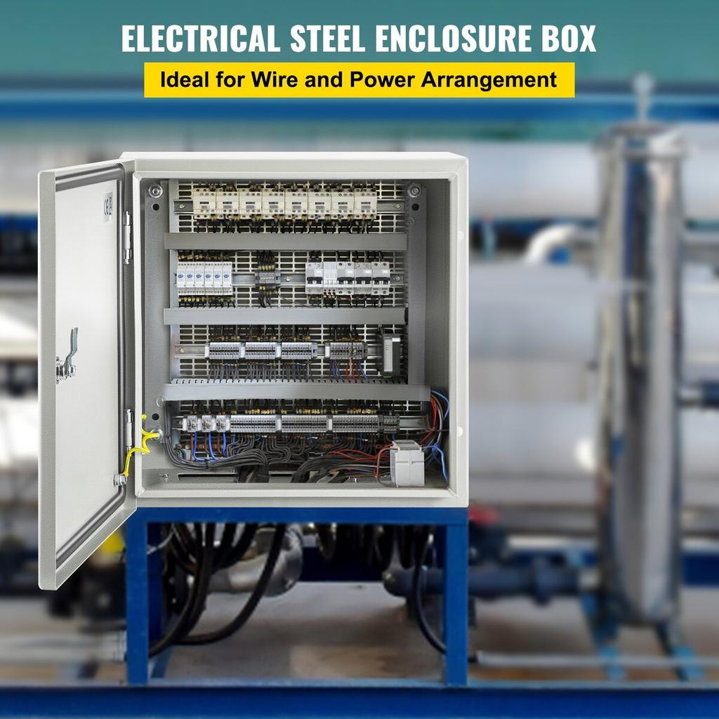 NEMA Steel Enclosure, 16 X 16 X 8\'\' NEMA 4X Steel Electrical Box, IP66 Waterproof & Dustproof, Outdoor/Indoor Electrical Junction Box, with Mounting