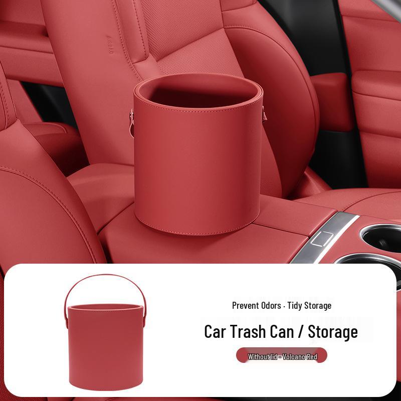 Car Multi-functional Round Storage & Trash Can with Lid - Interior Organizer Set