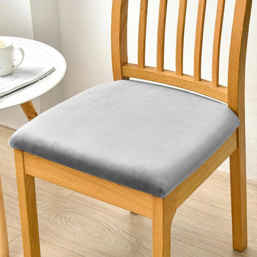 Seat Cover 40x40cm Light Gray Elastic Velvet [26S]