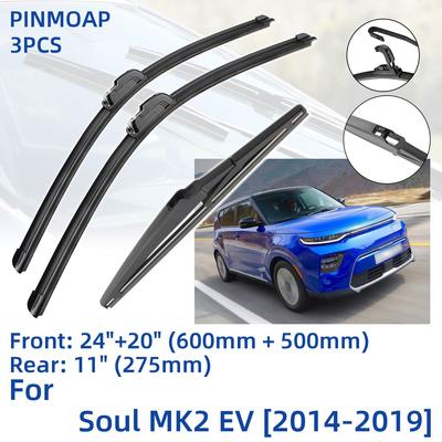 3 ΤΕΜ Για KIA Soul MK2 EV 2014-2019 24" 20" 11" Μπροστινοί Πίσω Υαλοκαθαριστήρες Υαλοκαθαριστήρα Παραθύρου Αξεσουάρ Κόφτη Παραθύρου 2014 2015 2016 2017 2018 2019