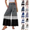 Damen Freizeithose mit weitem Bein, Stretch, Hoher Bund, Gerüschter Saum, Weite Beine, Mit Gürtel und Taschen