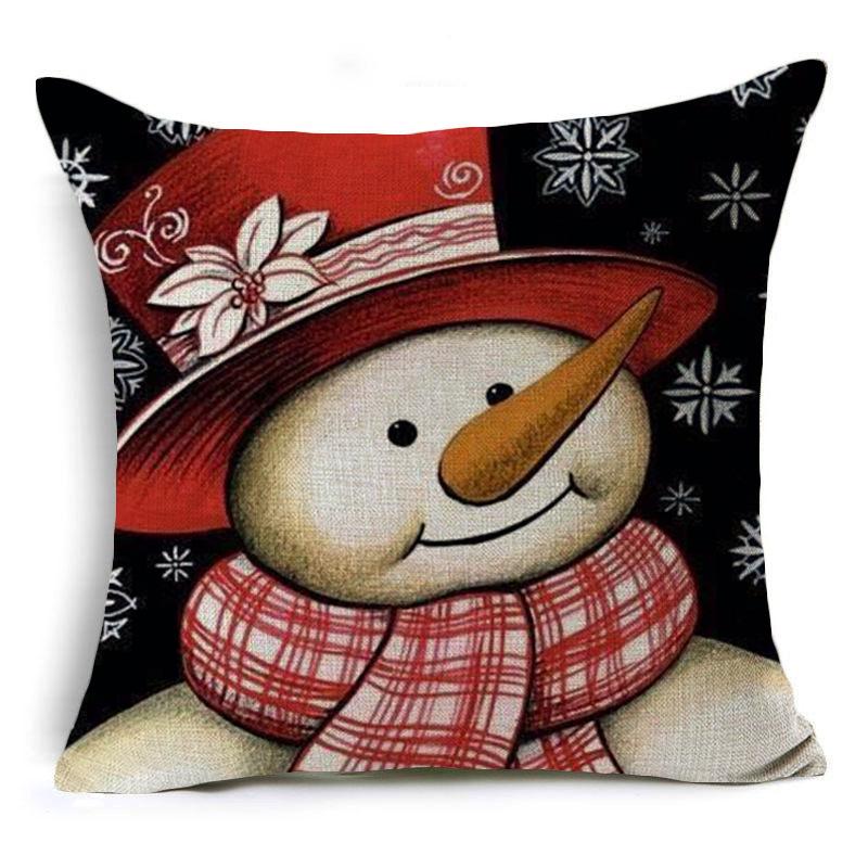Christmas Merry Christmas Snowman Linen Pillow Case Office Cushion