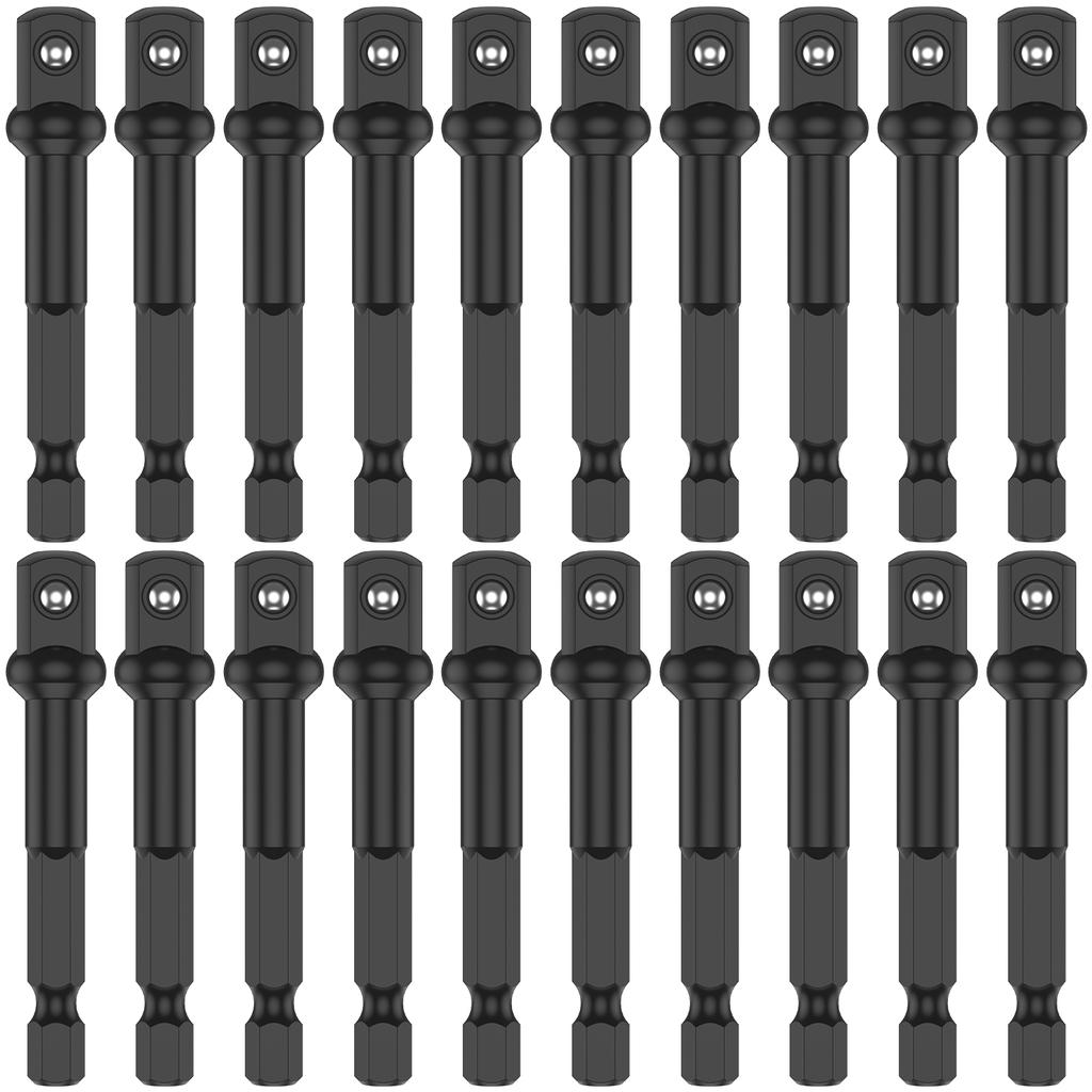 10/20PCS 3/8 In Impact Socket Adapter and Reducer Square Socket Drill Bits Bar Extension 1/4 In Hex Shank Nut Driver Sockets