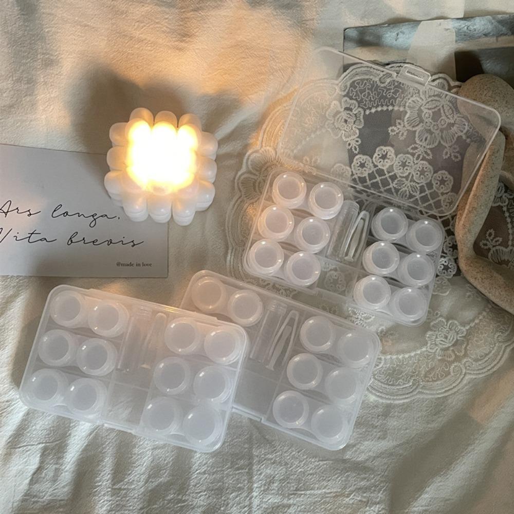 6 Pairs/Set With Tweezer Stick Contact Lens Case Soak Container Travel Case Lenses Box Beauty Pupil