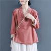 Cotton Linen Shirt Women's Spring Ethnic Harajuku Tang Suit Top Vintage Embroidery Loose Chinese Style Tradition Blouse