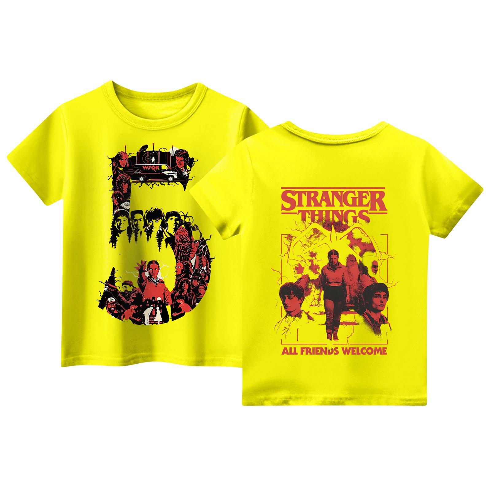 

Детские топы с коротким рукавом, повседневная футболка с принтом, круглый вырез, блузка-пуловер 160 жёлтый