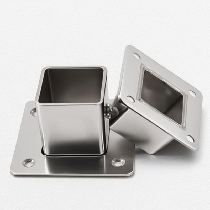 Flange di Montaggio Quadrate Moderne in Acciaio Inossidabile con Base Spessa per Organizzatori per Armadi e Scaffali Espositivi
