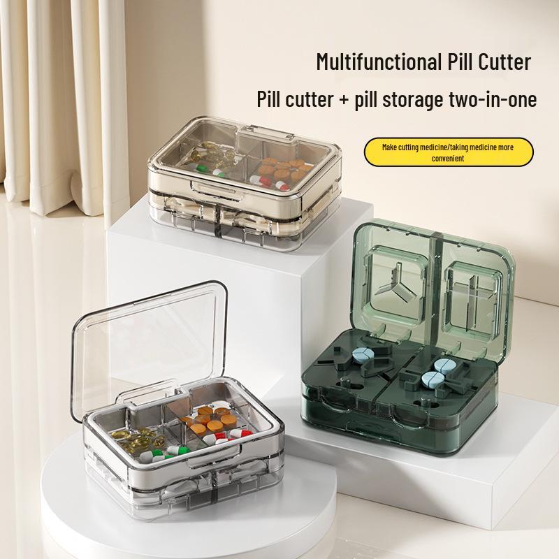 Multi-Functional Double-Layer Pill Cutter & Moisture-Proof Medicine Box