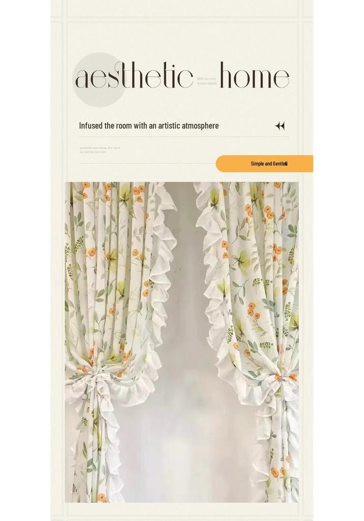 Pastoral Style Floral Sheer Curtains with Lace - Ideal for Bedrooms & Living Rooms