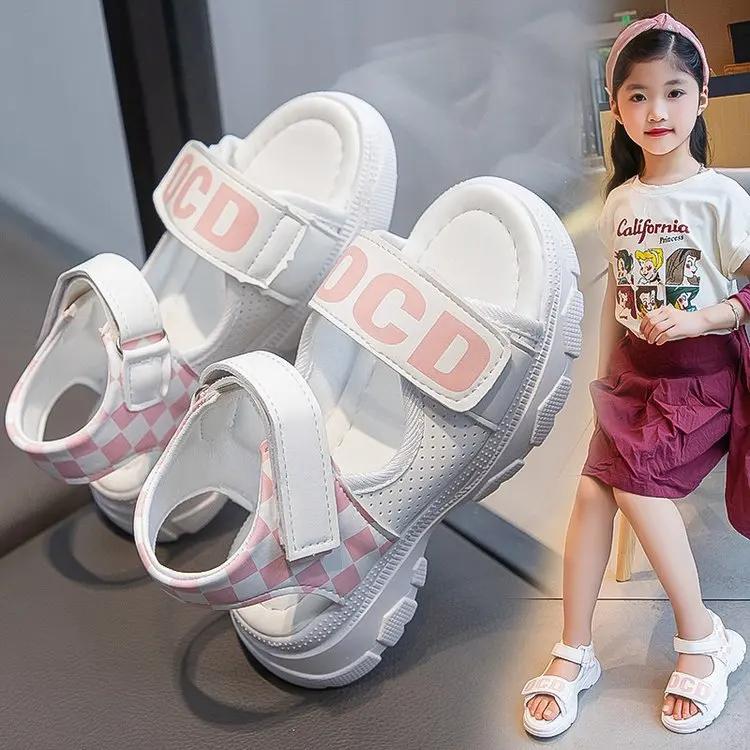 

Children s sandals Girls Summer new fashion soft soled girls beach shoes CuHK children non-slip sports sandals 26