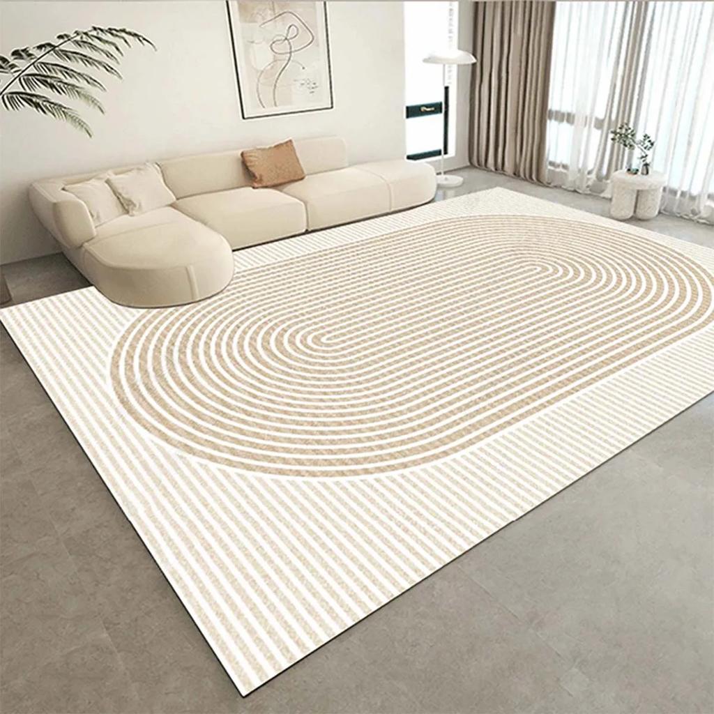 Cream Beige Striped Carpet for Living Room Big Size Non-slip Floor Mats Machine Washable Area Rugs Home Bedroom Soft Plush Rug
