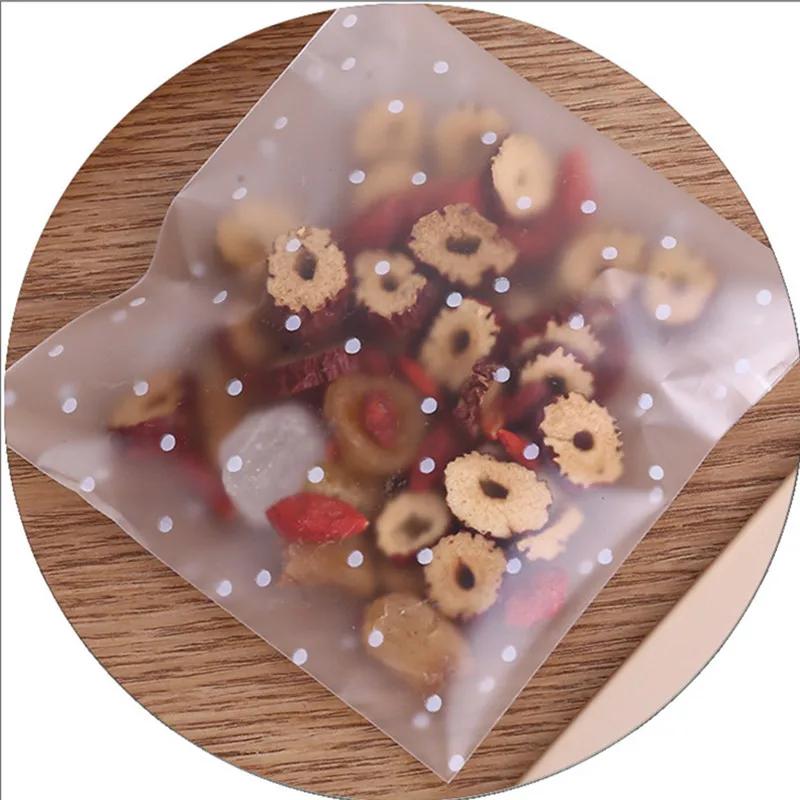 100Pcs Frosted Polka Dot Biscuit Snack Self-adhesive Snowflake Crisp Candy Party Gift Packaging Bags