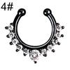 Fashion Women Rhinestone Inlaid Nose Ring Clip Hoop Piercing Body Jewelries
