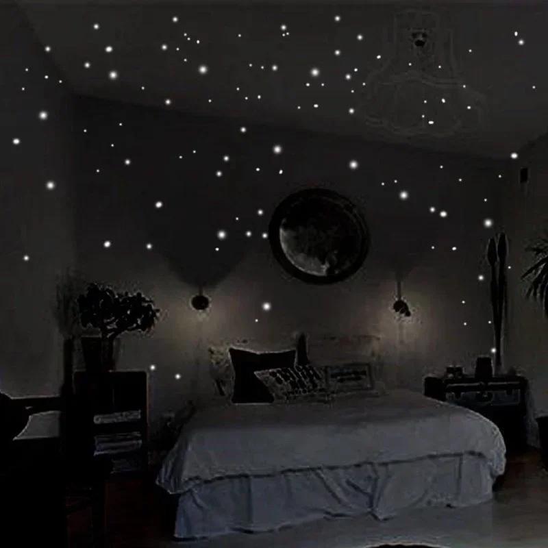 407pcs Luminous Wall Stickers Wall Decor Glow In The Dark Star Vinyl Sticker For Kid Room Creative Fluorescent Party Decoration