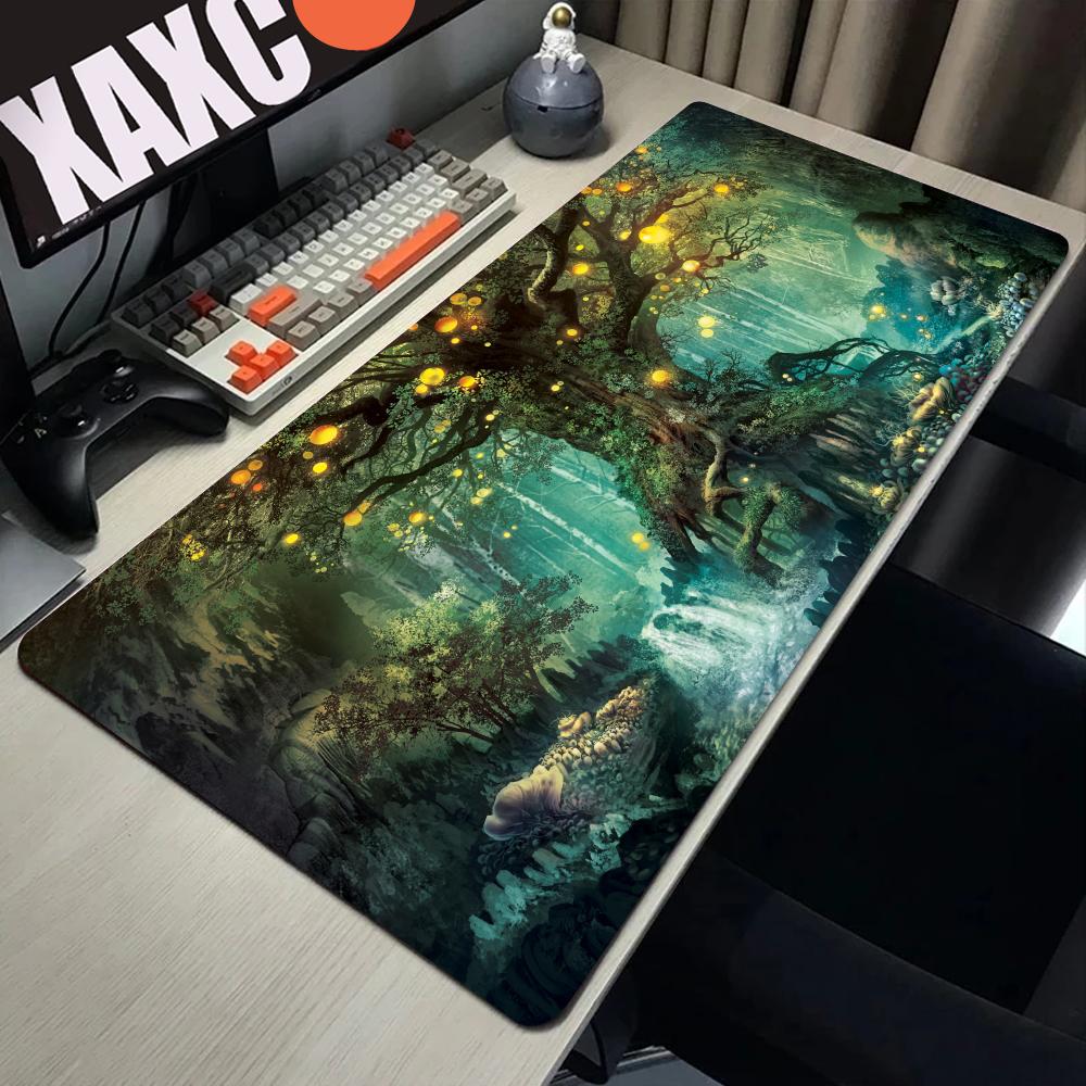 Magic Forest Tree Mouse Pad Large Computer Keyboard Animation Game Mousepad Chess and Card TCG Desk Mat Compatible MTG RPG CCG