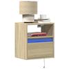 VidaXL Wall-mounted Bedside Table with LED Lights Sonoma Oak, Floating Bedside Table, Phone Holder, Table of 3307979