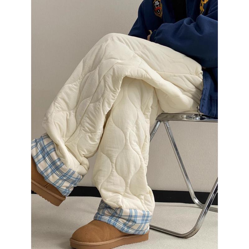 

Women s Winter Lambswool Lined Cotton Pants - Diamond Quilted, Narrow Straight Fit XL [Recommended 120-135 jin]
