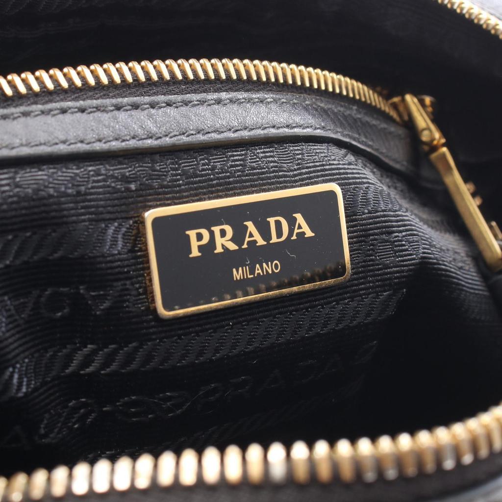 Used PRADA TESSUTO SOFT CALF Shoulder Bag 1BH089 canvas leather Black Used Women