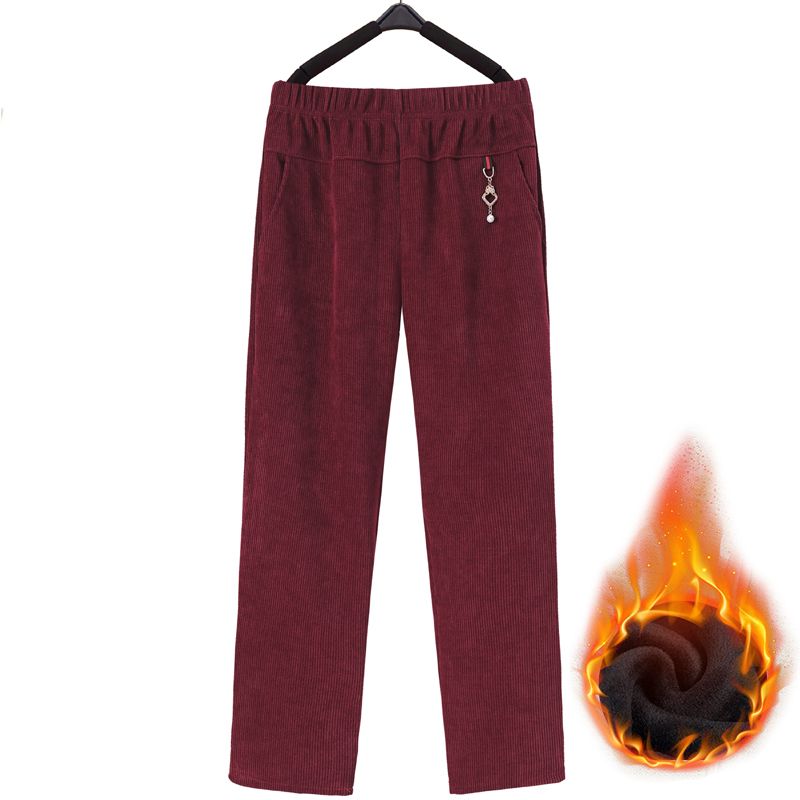 

Вельветовые прямые брюки женские осенне-зимние оверсайз 8XL брюки для мам флисовые толстые теплые повседневные брюки женские 8XL вино красного
