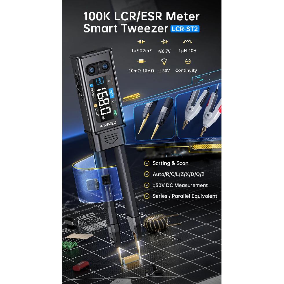LCR-ST2 Plus 2-in-1 Digital Tweezer LCR ESR Meter SMD Electronic Multifunctional Component Tester Tool Upgraded High version