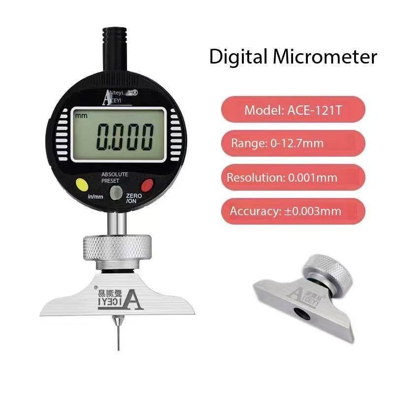 Aiceyi 0-12.7mm 0.001mm Precision Electronic Digital Depth Indicator Dial Bore Gauge with Cylindrical Base Aluminum Alloy 0.001&0-12.7mm