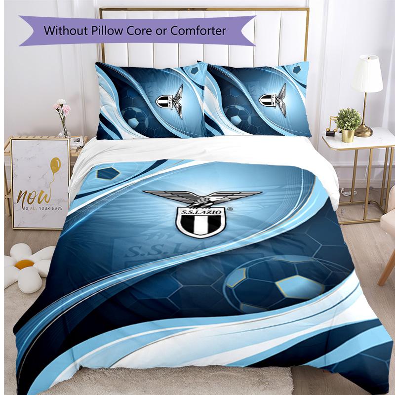 Lazio FC Printed 3PCS Bedding Set Breathable Duvet Cover with Pillowcases Decorative Bed Linen for Bedroom Home
