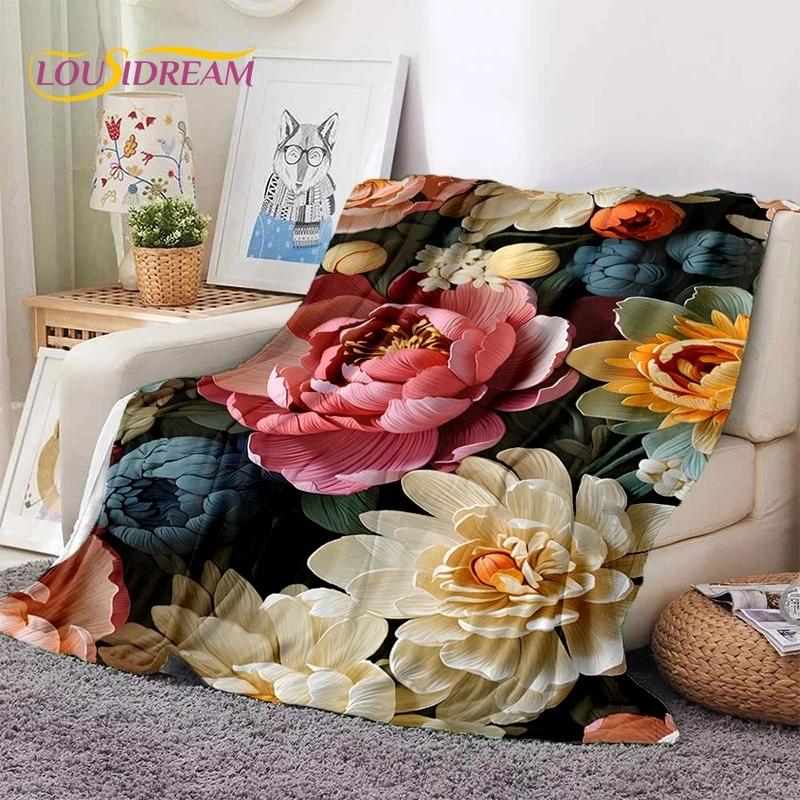 Traum Sonnenblumen Nordische Gänseblümchen Weiche Flanelldecke für Bett Schlafzimmer Sofa Picknick, Tagesdecke zum Zudecken Outdoor Freizeit Nickerchen Geschenk