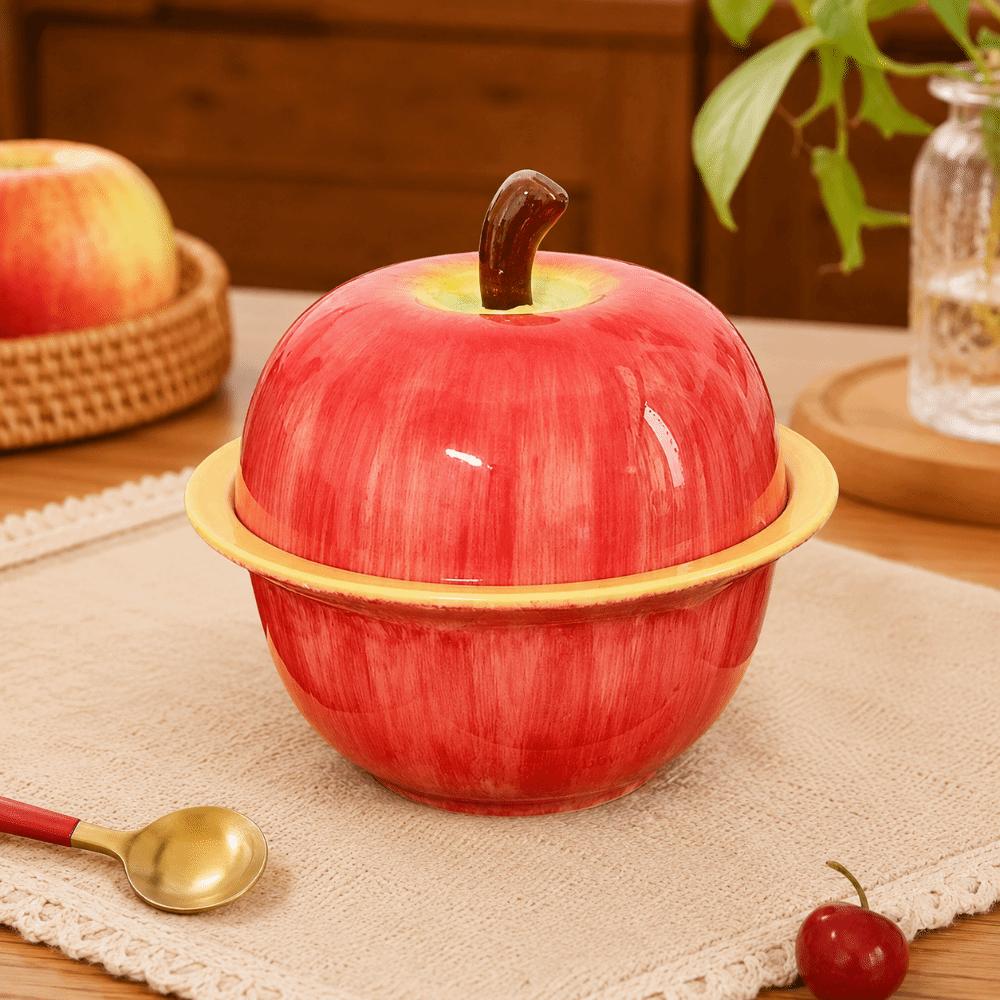 Cute Ceramic Saucepan with Lid Large Capacity Creative Mini Ceramic Bowl Decorative Porcelain Non-Stick Food Fruit Bowl