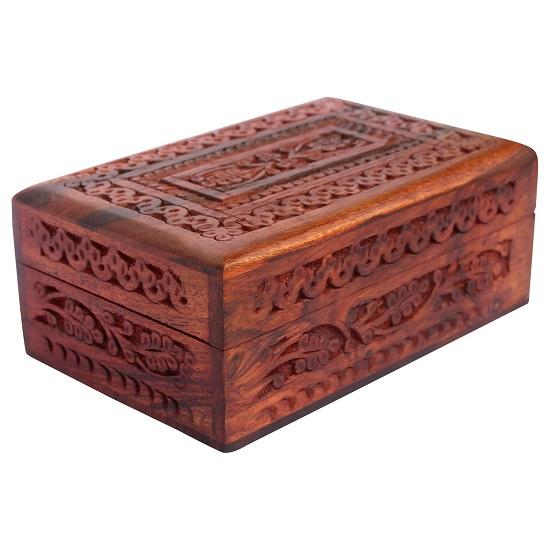 Handmade Wooden Jewellery Box for Women Wood Jewel Organizer Hand Carved with Intricate Carvings Gift Items