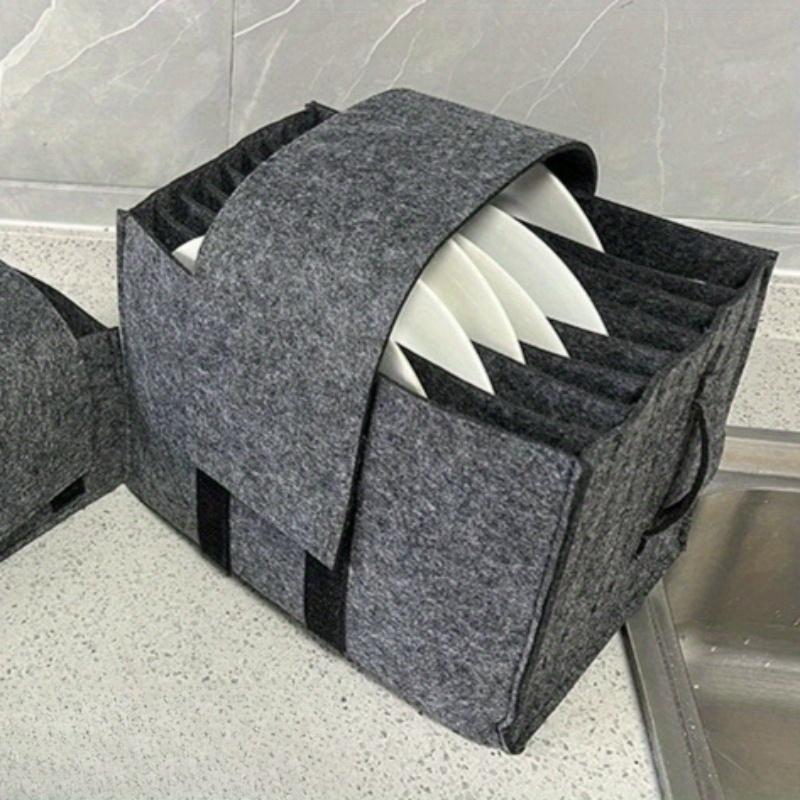 Foldable Felt Organizer for Plates, Cups & Cutlery with Tension Stand. Lightweight Fabric Storage Bag, Ideal for Camping, RV & H