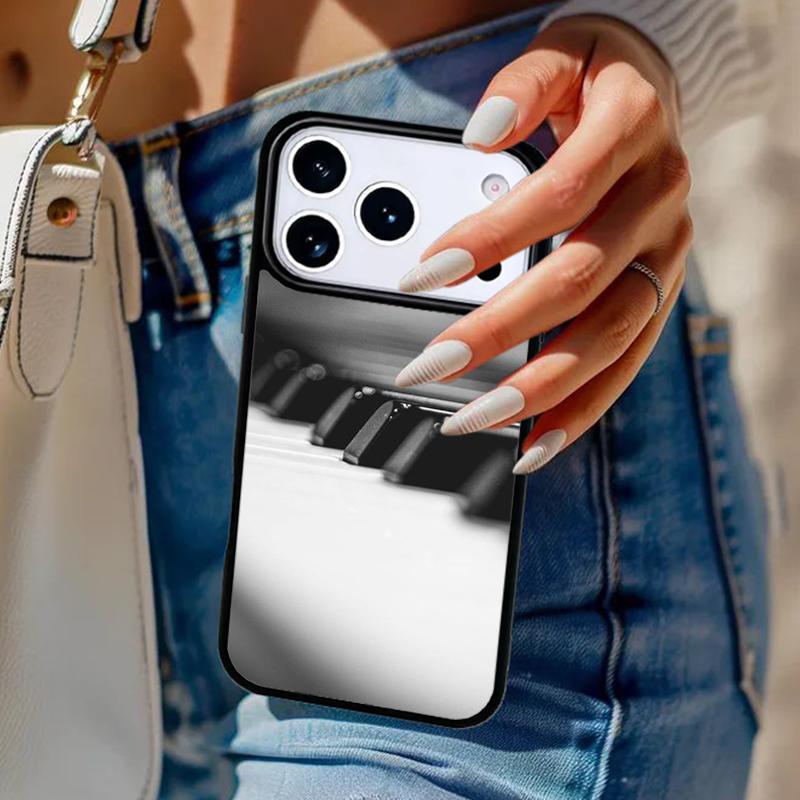 Musik Piano Elegant Telefonfodral För iPhone 17 Air 14 15 13 12 Max Fodral För Apple 16e 11 Pro Max Plus Coque