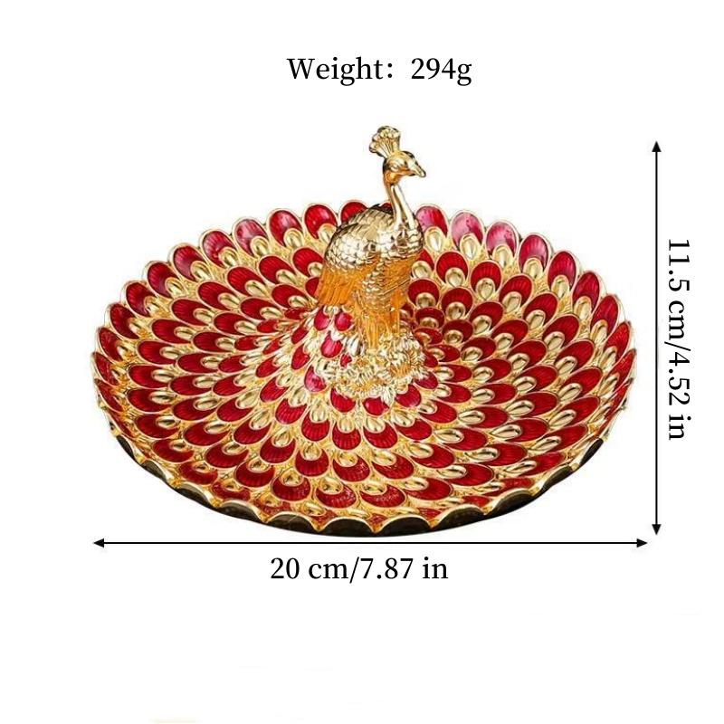 Circular Peacock Shape Tray Dried Fruit Box Living Room Snack Storage Candy Tray Plated Metal Fruit Stand Wedding Decoration