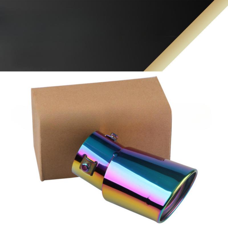 New Automobile Tail Throat Exhaust Pipe Universal Baking Blue Stainless Steel Decoration Retrofit Accessories Muffler Full Color