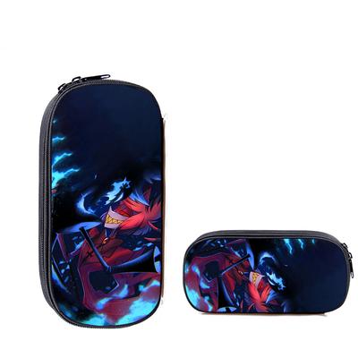 Bolsa de lápis Hell Inn impressa em cores vivas de camada única, estojo com zíper para alunos do ensino fundamental e médio