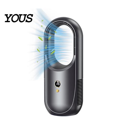 Portable Air Circulator for Office Bladeless Desktop Fan with Purifier, 8-Speed USB Rechargeable Cooler Kids Room 8H Timer, 90 Degree Oscillation