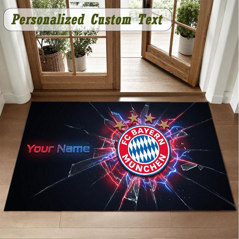 Crystal Velvet Square Rug Custom NameBayern Munich Pattern Non Slip Home Floor Decor Rug