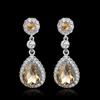 1 Pair Lady Earrings Rhinestone Inlaid Shiny Water Drop Shape Elegant Drop Earrings for Gift