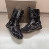 Autumn retro inner heightening Martin boots women's brown boxing boots frosted leather round head lace-up sports boots short boots