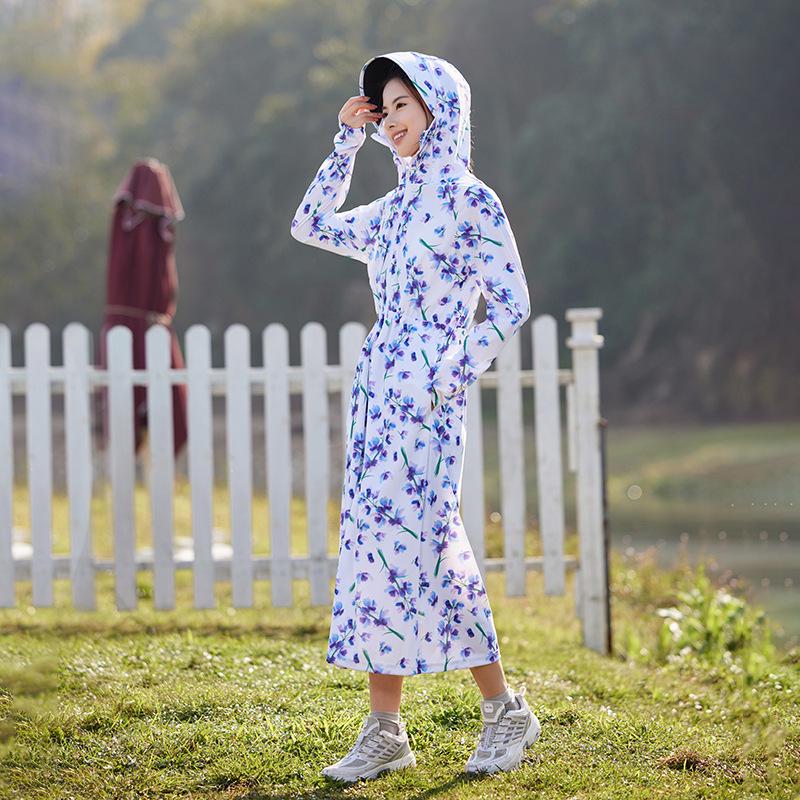 

Женское длинное пальто с полной защитой от УФ-лучей, из ледяного шелка, дышащее летнее пальто для верховой езды, издание 2025 года Medium