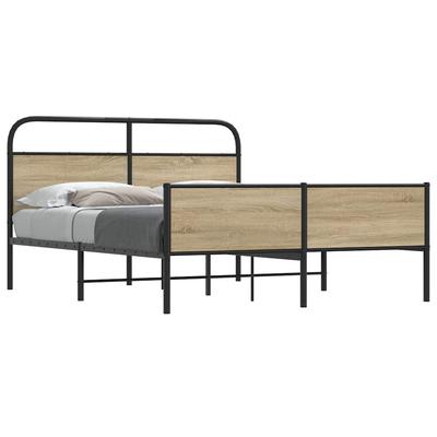 Vidaxl Metal Bed Frame, Without Mattress, Smoked Oak, 160X200 Cm