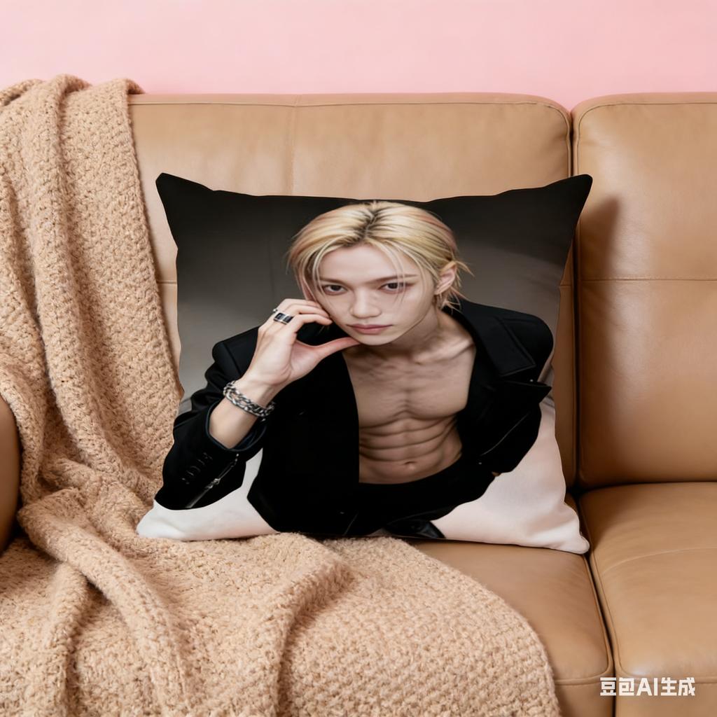 Double Sided Print Kpop Style Felix Pillow Cover Soft Cushion Case With Zipper Ideal Gift For Fans For Home Decor
