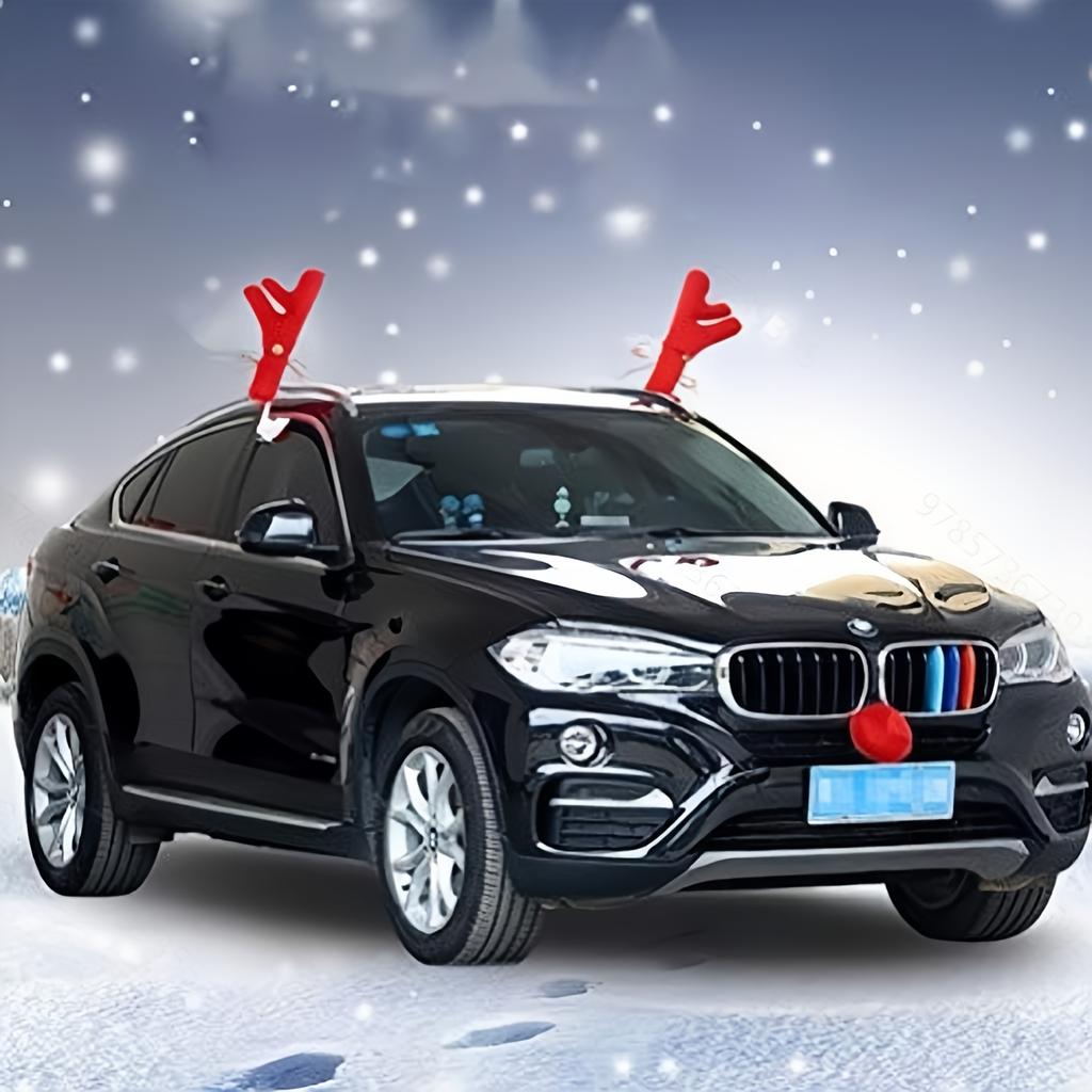 1 Set Christmas Reindeer Antlers Car Decorations Contemporary Style Featherless Festive Holiday Accessory for Xmas Vehicle Decor