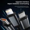 100W Fast Charging Cable with USB Type C, Micro USB, and Lightning Compatibility - 1.2M/2M Length, Transparent Chip, Night Light Feature