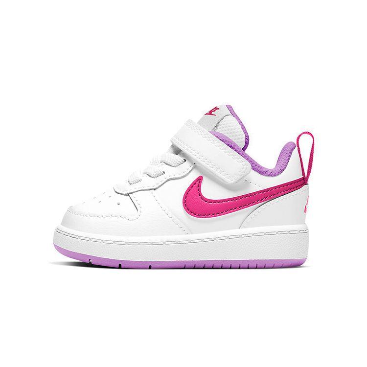 Nike Court Borough 2 Comfortable Lightweight Slip-Resistant Shock-Absorbing Durable Low-Top Walking Shoes Baby Shoes White Pink Purple BQ5453-111
